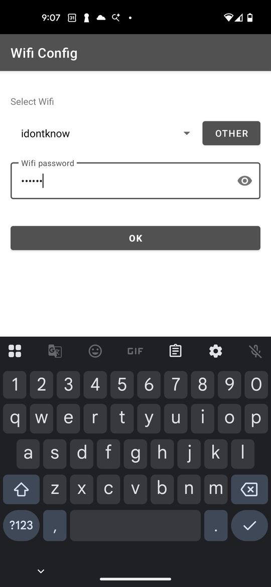 Entering Wi-Fi details