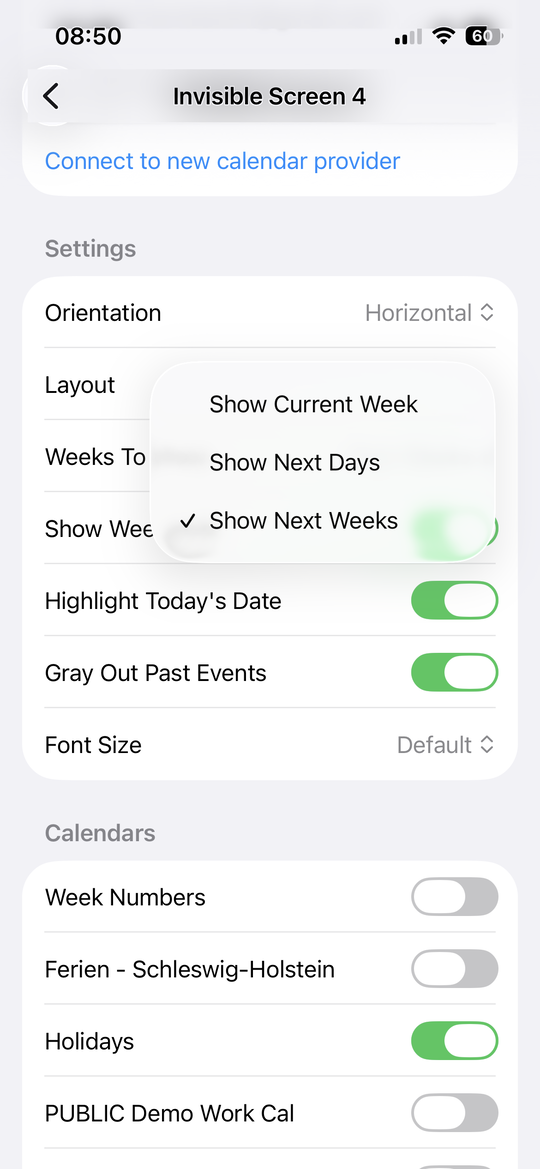 Layout settings