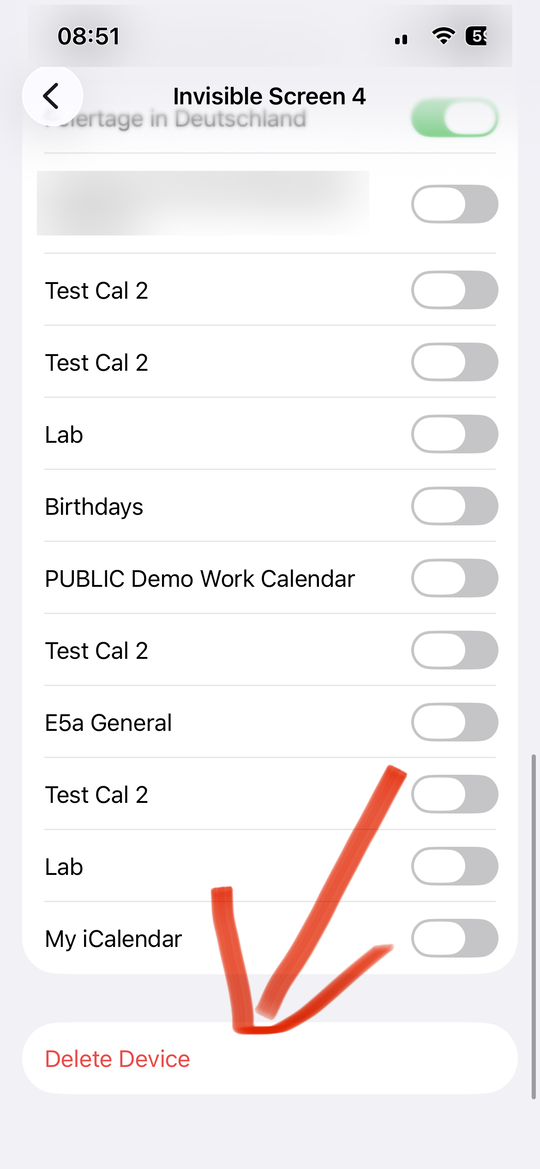Delete Device at the bottom of the settings